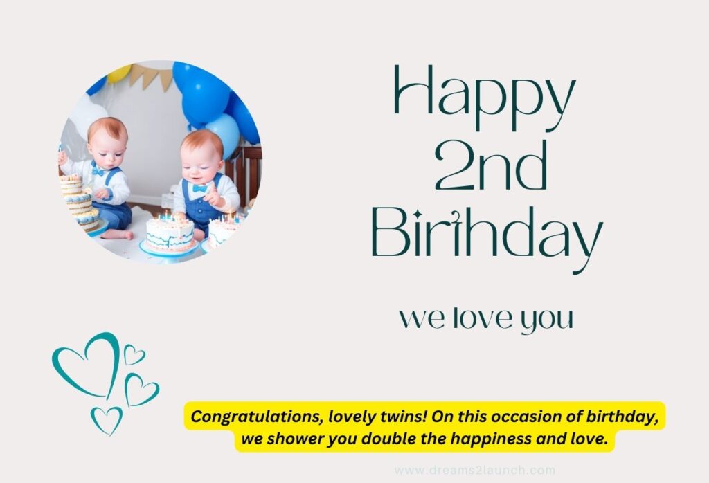 Happy 2nd Birthday Wishes for Twins