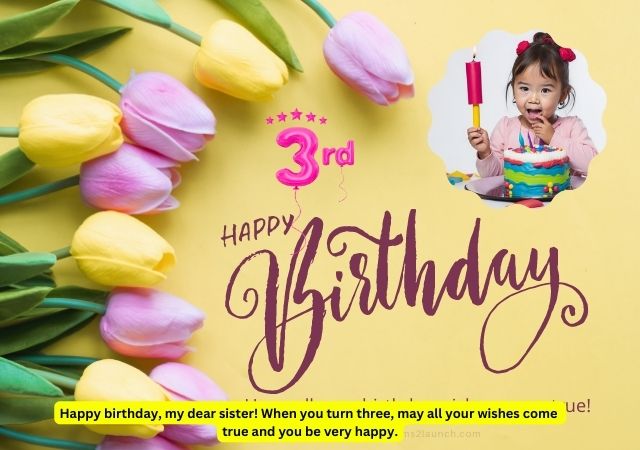 Happy 3rd Birthday Wishes for Sister